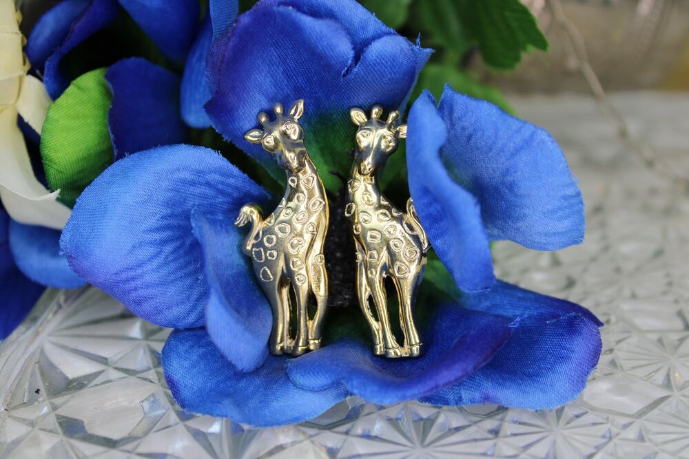 Vintage Gold-tone Avon Giraffe Stud Earrings with Jacket